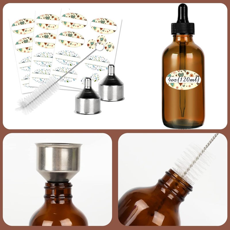 CycleMore 16 Pack (120 ml) 4 oz Amber Glass Boston Bottles with Glass Eye Droppers, Dropper Bottles for Essential Oils & Lab Chemicals & More Liquids Ideal for Mom & Friends - Image 4